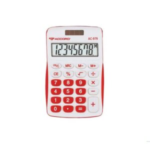 Calculatrice électronique ACCORD AC-979 - 8 Chiffres Rouge & Blanche