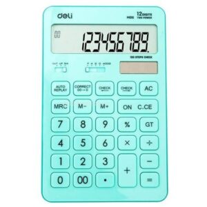 CALCULATEUR DE BUREAU DELI M01531 double puissance grand écran à 12 chiffres – Bleu clair