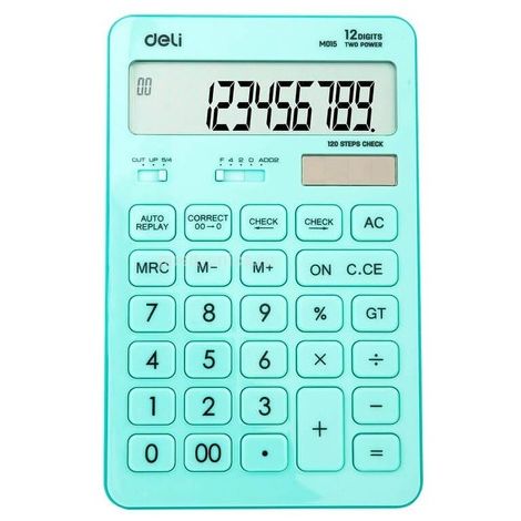 CALCULATEUR DE BUREAU DELI M01531 double puissance grand écran à 12 chiffres – Bleu clair