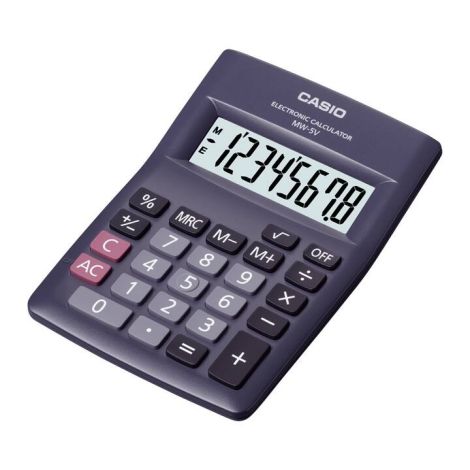 Calculatrice de bureau CASIO MW-5V-BK-W-DP 8 Chiffres Noir
