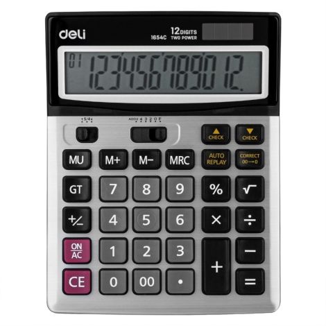 CALCULATRICE DE BUREAU DELI-E1654C - 12 chiffres argent