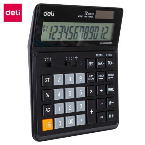 CALCULATRICE DE BUREAU DELI-EM01020 plastique à 12 chiffres Noir