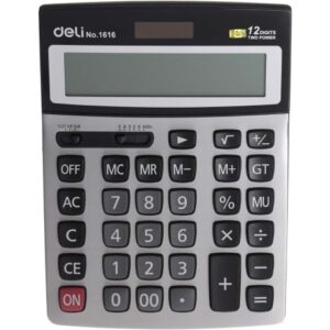 Calculatrice de bureau Deli 1616 - Gris Noir