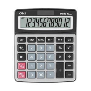 Calculatrice de Bureau Deli EM889 ARG – Grand Écran LCD – Fonction Taxe & Marge – 12 Chiffres